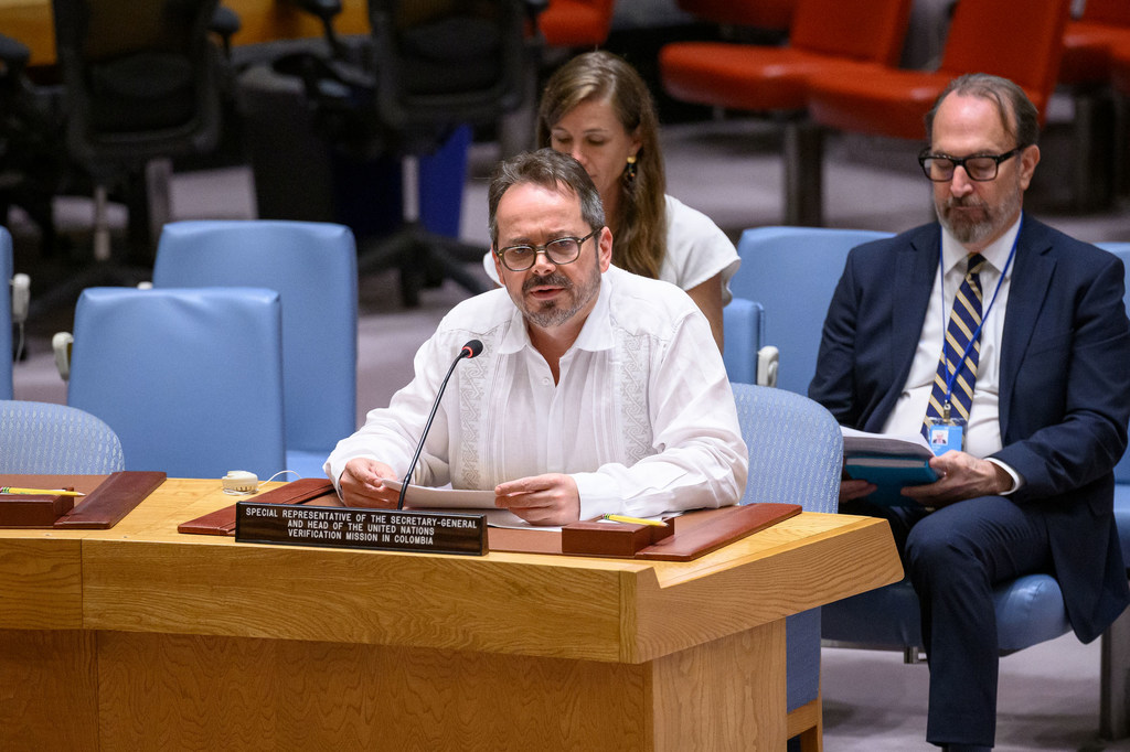 Carlos Ruiz Massieu, Representante Especial del Secretario General para Colombia y Jefe de la Misión de Verificación de las Naciones Unidas en Colombia, informa al Consejo de Seguridad sobre la misión en el país.